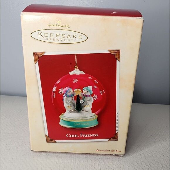 Vintage 2002 Hallmark Keepsake Ornament Cool Friends Snow Globe Snowmen - Picture 1 of 6